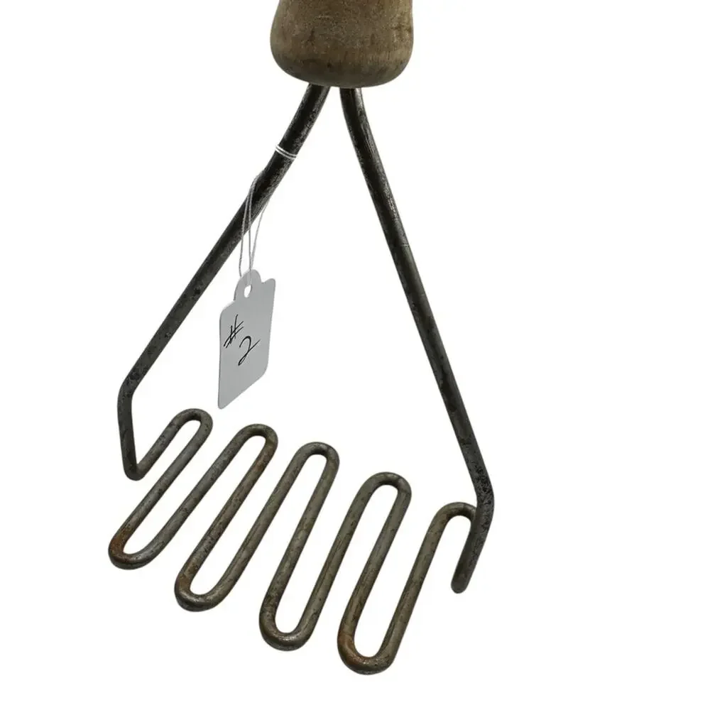 Vintage Potato Masher Wooden Handle Metal Farmhouse Decor 10 inch